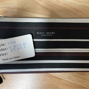 Kate Spade Black, Brown, and White Striped Wallet -NWT
